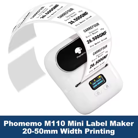 Phomemo Label Printer M110 Label Maker Barcode Label Printer for Address, Barcode, Clothing, Photo,L