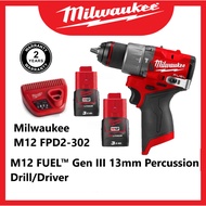 Milwaukee M12 Fuel FPD2 PERCUSSION DRILL DRIVER Battery Drill Cordless Drill Impact Drill With 12v 3