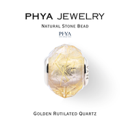 PHYA Golden Rutilated Quartz Natural Stone Bead : บีดส์หินพญา - ไหมทอง