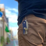 SLIDE 經典休閒海軍藍 x 芥末色滑蓋槍鑰匙包男士 Like SGK-NOO-N