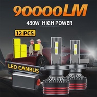 ไฟหน้า LED H11 H1 H7 9005 9007ชุดแปลงไฟ LED H4หลอดฮาโลเจนสูง/ต่ำ90000LM 6000K สีขาวเย็น