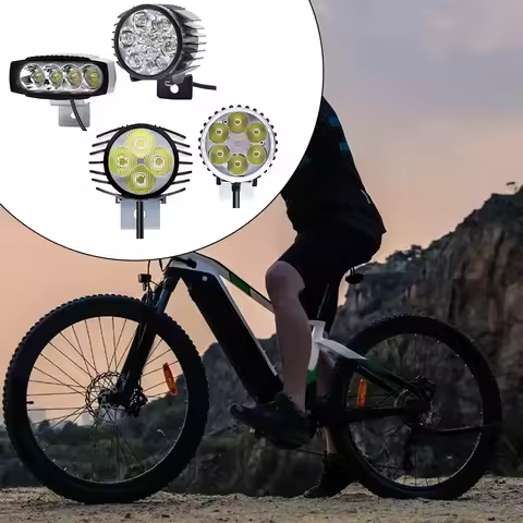 Universals E-Bike LED Headlamp 24-60V Voltage Range 4/9 Beads Spotlight Waterproof SM 3Pin 4Pin Conn