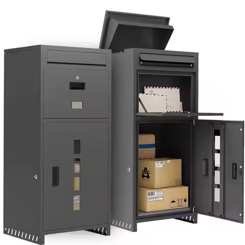 Metal Delivery Box Package Delivery Box for Outside with Visual Windows, 40.6" Large Parcel Drop Box
