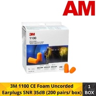 3M CE Foam Uncorded Earplugs 1100 SNR 35dB (200 pairs/box)
