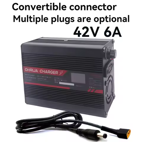 42V 6A Lithium Battery Fast Charger for 10S 37V OLED Display & Interchangeable Connector Fast stabil