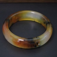 天然黃龍玉手鐲飄花玉鐲子玉石手鐲禮盒