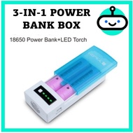 3-in-1 Power Bank Box 18650 Battery Charger 5200mAh Portable USB Power Bank Case with LED Flashlight
