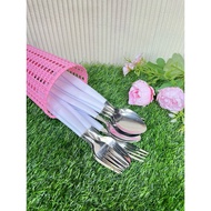 6PC WHITE STEINLESS TABLESPOONS TABLESPOONS MULTIPURPOSE TABLESPOONS