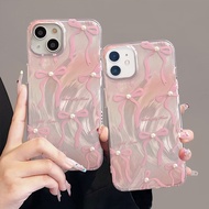 Raimondo Casing Ponsel Mutiara Tiga Dimensi dengan Pita Merah Muda Casing Ponsel Mewah yang Cocok iP