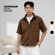 KEMEJA SVN CLUB - GANGNAM Sanvanina Boxy Short Sleeve Shirt | Korean Style Suede Men's Shirt Top