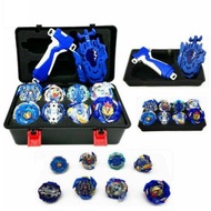 [Ready Stock] 8pcs Blue Beyblade Set Gyro Burst With Launcher Portable Storage Box Kids Gift