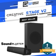 Creative Stage V2 2.1 Soundbar with Subwoofer [Powered By SoundBlaster/TV ARC port/USB port/Optical-