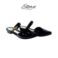 Luxury Glossy Women's Work Shoes Imported Contemporary Flat Shoes Jelly Balance Rubber Sandals L633-