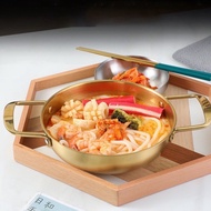 Korean Stainless Steel Cooking Pots Seafood Double Ear Pot Fondue Ramen Noodles Pan Kitchen Mini Non