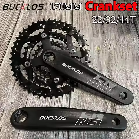 BUCKLOS MTB Bike Triple Crankset 170mm 22/24/26/32/38/42/44T Chainring 104/64BCD Chainwheel Cycling 