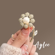 [Aylee]Gold Alloy Dandelion Pearl Brooch Women's Coat Accessories Turban Pin B1161