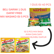 Sarimi kaldu ayam 1 dus isi 40 bungkus Mie Kuah Instan free 5 sachet TERASI BUBUK sachet / Harga pro