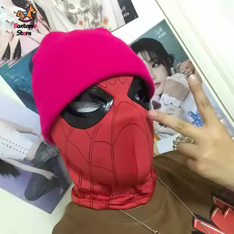 New Marvel Remote-Controlled Electric Blinking Spider-Man Headgear Red And Black Cos Glowing Mask We