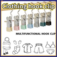 Multifunctional Stainless Steel Anti-Rust Clip Hook 360° Rotating Space-Saving Hanging Hook Clip Clothes Sock Towel Clip Hanger Hat Clip Travel Hook