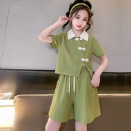 中国风套装Chinese style set女童休闲套装2025新款夏装女中大童新中式盘扣百搭两件套新款2025.6.5