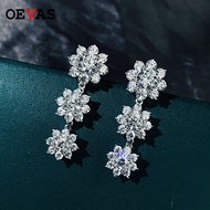 OEVAS 100 925 Sterling Silver Sparkling Full High Carbon Diamond Flowers Bridal Stud Earrings Engagement Party Fine Jewelry
