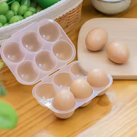 Eggs Holder 6 Eggs Storage Container with Fixed Handle Plastic Eggs Storage Box Outdoor Camping Eggs