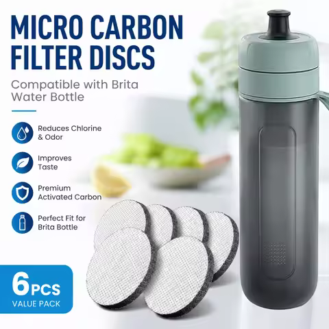 6pack MicroDisc for Brita Water Bottle, Filter Replacement Activated Carbon Disc for Brita Fill & Go