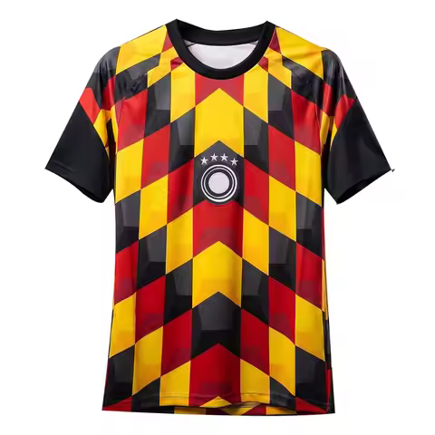 Germany 2026 Black Checkered Football Jersey, Summer Crew Neck, Comfortable and Breathable, Short Sl