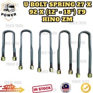 U BOLT SPRING 27 X 92 X (12" - 18'') F9 - WITH 27 X 3.0 FLANGE NUT - FOR REAR TRUCK LORRY HINO ZM