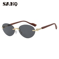 【Ready Stock】COD (San9)Frameless Trimmed Oval Catwalk Fashion Sunglasses UV Protection