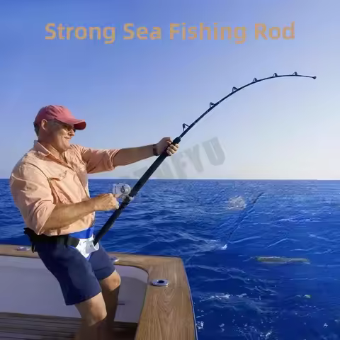 1.98M 2.1M Saltwater Spinning Big Game Fishing Rod 50kg 2 Piece Offshore Trolling Rod Sea Boat Fishi