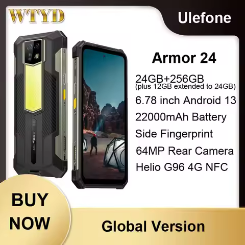Ulefone Armor 24 Smartphone 24GB+256GB 22000mAh 6.78" 120Hz Android 13 Helio G96 Octa Core NFC 4G Ru