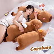 60cm-100cm Kawaii Cartoon Giant Strip Capybara Plush Doll Pillow Lying Brown Orange Wings Creative C