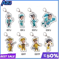  MBTI Cartoon Character Acrylic Keychain, 16 Types Personality Pendant Creative Decor Accessories E