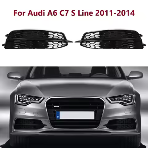 L/R Fog Light Bezel Grill For Audi A6 C7 S Line 2011-2014 Replacement Front Bumper Fog Light Grille 