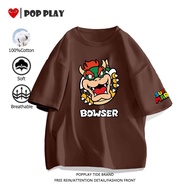 baju t shirt lelaki cotton Super Mario Bowser Bernafas & Tak Panas, Style streetwear All-match t shi