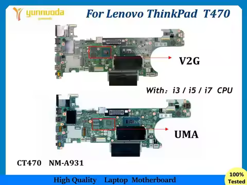 CT470 NM-A931 For Lenovo ThinkPad T470 Laptop Motherboard Wtih i3 i5 i7 6th 7th CPU UMA GT940MX 2GB 
