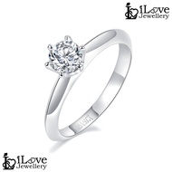 iLove Jewellery 925 Sterling Silver 0.5ct Moissanite Ring Round Brilliant D Color 18K White Gold Pla