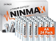 NINMAX® Lithium AA Batteries 24 Pack, 3500mAh 1.5V Longest Lasting Bulk Pack Double A Battery for Hi