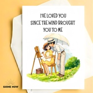Romantic Anime Couple Card Ghibli Inspired The Wind Rises Style Love Greeting Card Anniversary Gift
