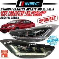 Hyundai Elantra Avante MD 2012 - 2016 Bugatti Design 4pcs Projector Led Headlamp With A Touch In Blu