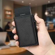 Men's RFID Wallet Carbon Fiber, Aluminum Alloy Magnetic Card Holder with Money Clip, Slim Anti-Theft