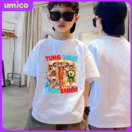 UIMCO baju budak Fashion T-shirt  TUNG TUNG TUNG SAHUR ANOMALI Cotton Trendy Round Neck Top