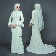 HIJABISTAHUB TRISYA DRESS wedding dress muslimah baju nikah pengantin offwhite baju tunang perempuan