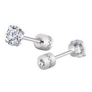 Stainless Steel Minimalist Iced Out Diamond Earring Studs For Women and Men's Jewelry 3MM 4MM 5MM