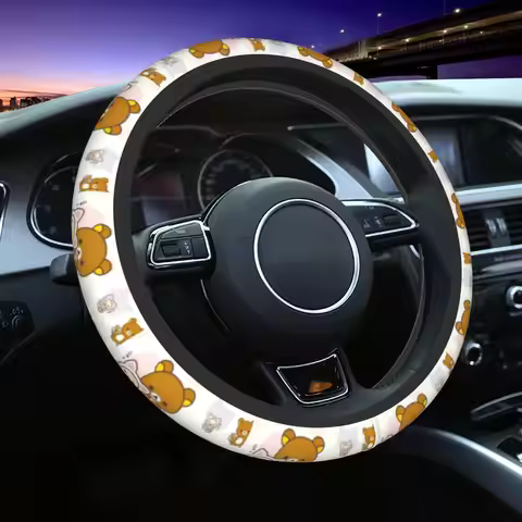 37-38 Steering Wheel Covers Cute Rilakkuma Pattern Elastic Car-styling Suitable Car Accessories