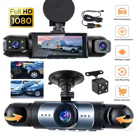 Dash Cam Vehicle DVR Video Recorder 4 Cameras for Cars Black Box Front Rear Internal Night Vision Lo