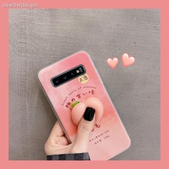 Samsung phone case☽♤Cute peach Samsung s10+plus mobile phone case s10e decompression three-dimensional pink child silic
