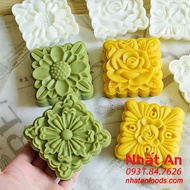 Khuôn trung thu 4 mặt Hoa hồng vuông (150gr/ 200gr)
