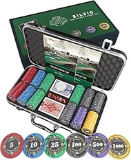 Bullets Playing Cards - Poker case with 300 Ceramic Poker Chips 'Silvio' with Values